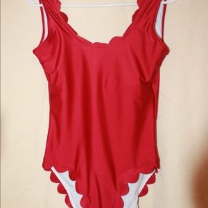 Red fringe swim suit